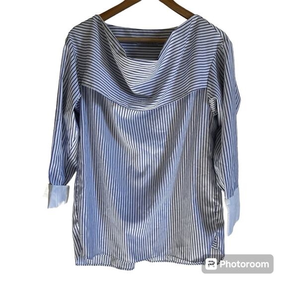 Copiner women’s blouse medium‎ blue white stripes - Picture 1 of 6